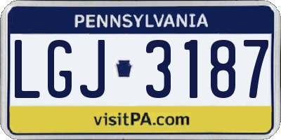 PA license plate LGJ3187