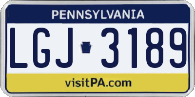 PA license plate LGJ3189