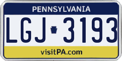 PA license plate LGJ3193