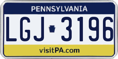 PA license plate LGJ3196
