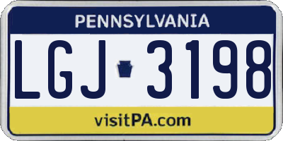 PA license plate LGJ3198