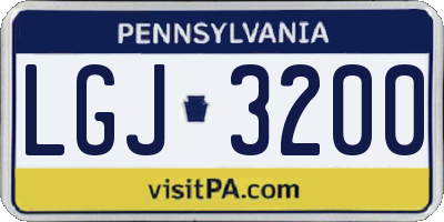 PA license plate LGJ3200