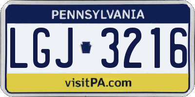 PA license plate LGJ3216