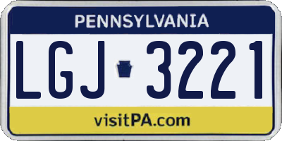 PA license plate LGJ3221