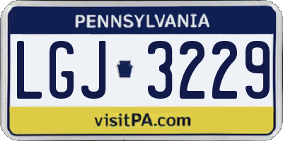 PA license plate LGJ3229