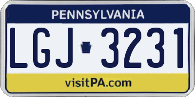 PA license plate LGJ3231