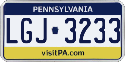 PA license plate LGJ3233