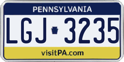 PA license plate LGJ3235