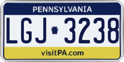 PA license plate LGJ3238