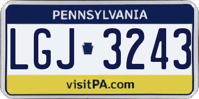 PA license plate LGJ3243
