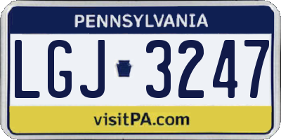 PA license plate LGJ3247