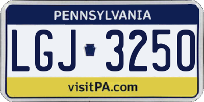 PA license plate LGJ3250