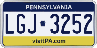 PA license plate LGJ3252
