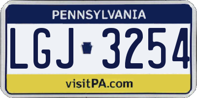 PA license plate LGJ3254