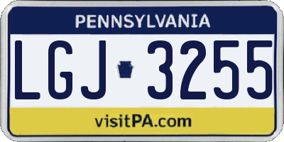 PA license plate LGJ3255
