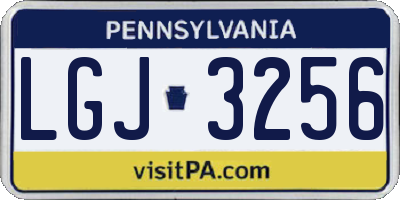 PA license plate LGJ3256