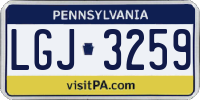 PA license plate LGJ3259