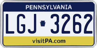 PA license plate LGJ3262