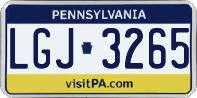 PA license plate LGJ3265