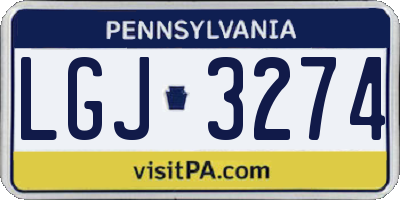 PA license plate LGJ3274