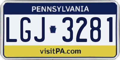 PA license plate LGJ3281