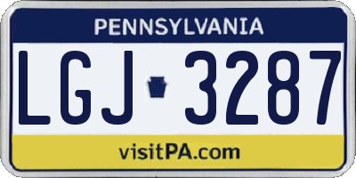 PA license plate LGJ3287