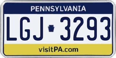 PA license plate LGJ3293