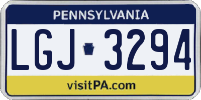 PA license plate LGJ3294