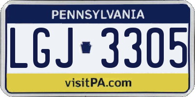PA license plate LGJ3305