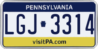 PA license plate LGJ3314
