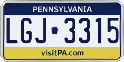 PA license plate LGJ3315