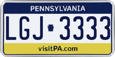 PA license plate LGJ3333