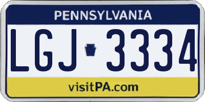 PA license plate LGJ3334