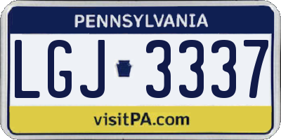 PA license plate LGJ3337