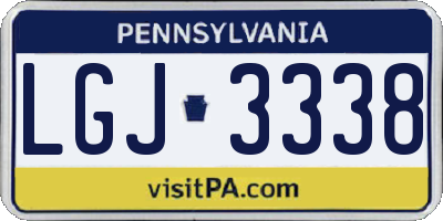 PA license plate LGJ3338