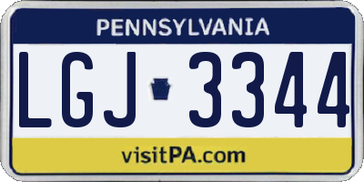 PA license plate LGJ3344