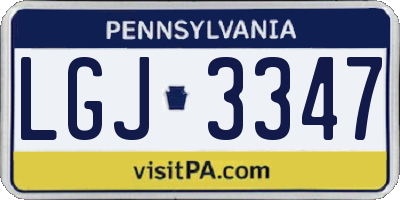PA license plate LGJ3347