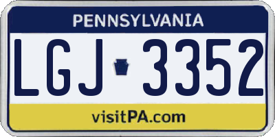 PA license plate LGJ3352