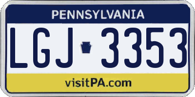 PA license plate LGJ3353