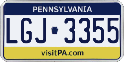 PA license plate LGJ3355