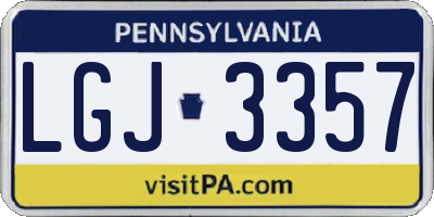 PA license plate LGJ3357