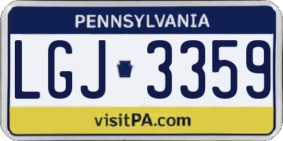 PA license plate LGJ3359