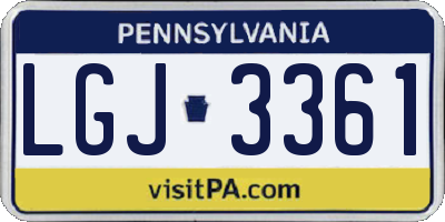 PA license plate LGJ3361