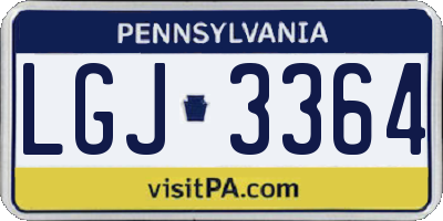 PA license plate LGJ3364