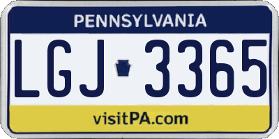 PA license plate LGJ3365