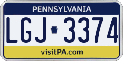 PA license plate LGJ3374