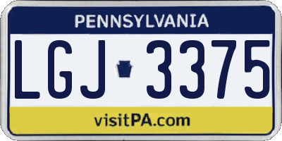 PA license plate LGJ3375