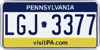 PA license plate LGJ3377