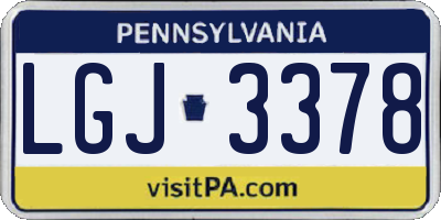 PA license plate LGJ3378