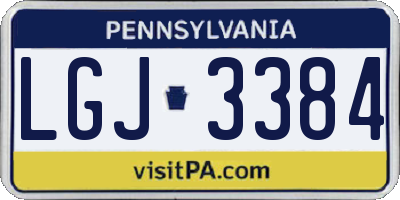 PA license plate LGJ3384